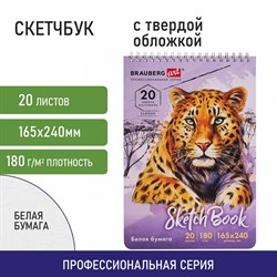 Скетчбук, белая бумага 180 г/м2, 165х240 мм, 20 л., гребень, твердая обложка, BRAUBERG ART CLASSIC, 112993 - фото 9984752