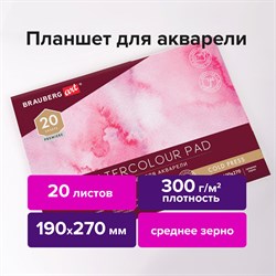 Папка для акварели/планшет, 300 г/м2, 190х270 мм, склейка, среднее зерно, 20 л., BRAUBERG ART PREMIERE, 113245 101010113245 - фото 9986074