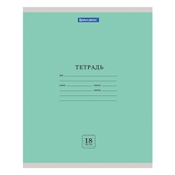 Тетрадь 18 л. BRAUBERG "ЭКО", линия, обложка плотная мелованная бумага, ЗЕЛЕНАЯ ПАСТЕЛЬНАЯ, 105677 101010105677 - фото 9992528