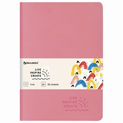 Тетрадь 60 л. в линию обложка кожзам SoftTouch, сшивка, B5 (179х250мм), РОЗОВЫЙ, BRAUBERG RAINBOW, 403885 101010403885 - фото 9996538