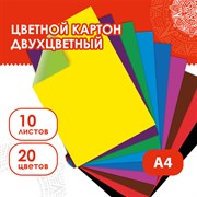 Картон цветной А4 2-цветный МЕЛОВАННЫЙ, 10 листов, 20 цветов, в папке, ОСТРОВ СОКРОВИЩ, 200х290 мм, 111320 101010111320