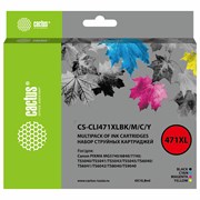 Картридж струйный CACTUS (CS-CLI471XLBK/M/C/Y) для Canon TS5040/MG5740/MG6840/MG7740, цветной, CS-CLI471XLBMCY 101010364171