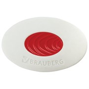 Ластик BRAUBERG "Oval PRO", 40х26х8 мм, овальный, красный пластиковый держатель, 229560 101010229560