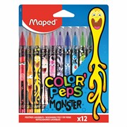 Фломастеры MAPED "COLOR PEP'S Monster", 12 цветов, смываемые, вентилируемый колпачок, 845400 101010152504