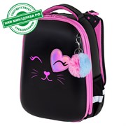 Ранец BRAUBERG SHINY, 2 отделения, с брелком, "Smiling cat", 38х28х14 см, 272040 101010272040