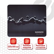 Коврик для мыши SONNEN "DROPS", резина + ткань, 220х180х3 мм, 513290