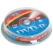 Диски DVD-R VS 4,7 Gb Cake Box (упаковка на шпиле), КОМПЛЕКТ 10 шт., VSDVDRCB1001 101010511542