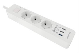 Сетевой фильтр Harper UCH-340 white QC3.0 (3 розетки, 3 USB-порта с технолог. быстрой зарядки, 1,5 м