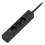 Сетевой фильтр Harper UCH-430 black PD3.0 (3 розетки, 2 USB-порта, 1 порт Type-C, 3 метра, шторки, в