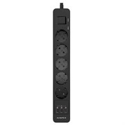 Сетевой фильтр Harper UCH-530 black (5 розеток, 3 USB-порта,1,5 метра, шторки, встроенная защита от