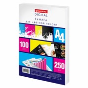 Бумага для цветной лазерной печати А4, ПЛОТНАЯ 100 г/м2, 250 л., BRAUBERG DIGITAL, 145% (CIE), 115377 101010115377