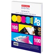 Бумага для цветной лазерной печати БОЛЬШОЙ ФОРМАТ (297х420), А3, 190 г/м2, 100 л., BRAUBERG, 115384 101010115384