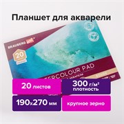 Папка для акварели/планшет, 300 г/м2, 190х270 мм, склейка, крупное зерно, 20 л., BRAUBERG ART PREMIERE, 113247 101010113247