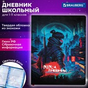 Дневник 1-11 класс 48 л., кожзам (твердая с поролоном), печать, цветной блок, BRAUBERG, "Ниндзя", 106950 101010106950