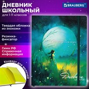 Дневник 1-11 класс 48 л., кожзам (твердая с поролоном), печать, резинка, конверт, BRAUBERG, "Мечты", 106949 101010106949