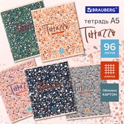 Тетрадь А5 96 л. BRAUBERG скоба, клетка, обложка картон, "Terrazzo" (микс в спайке), 404437 101010404437