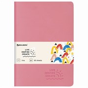 Тетрадь 60 л. в линию обложка кожзам SoftTouch, сшивка, B5 (179х250мм), РОЗОВЫЙ, BRAUBERG RAINBOW, 403885 101010403885