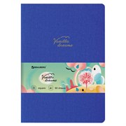 Тетрадь 60 л. в клетку обложка кожзам под лён, сшивка, В5 (179х250мм), СИНИЙ, BRAUBERG PASTEL, 403875 101010403875
