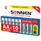 Батарейки КОМПЛЕКТ 10 шт., SONNEN Alkaline, АА (LR6, 15А), алкалиновые, пальчиковые, короб, 451086 - фото 10123712