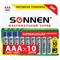 Батарейки КОМПЛЕКТ 10 шт., SONNEN Super Alkaline, AAA (LR03, 24А), алкалиновые, мизинчиковые, короб, 454232 - фото 10123738